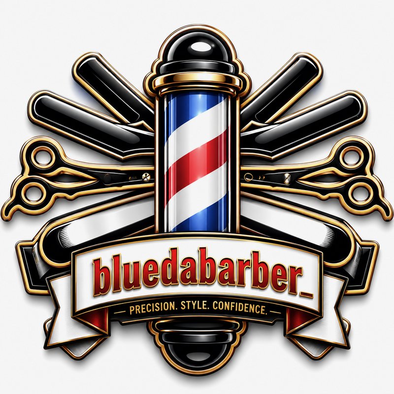 BlueDaBarber logo — Precision. Style. Confidence.